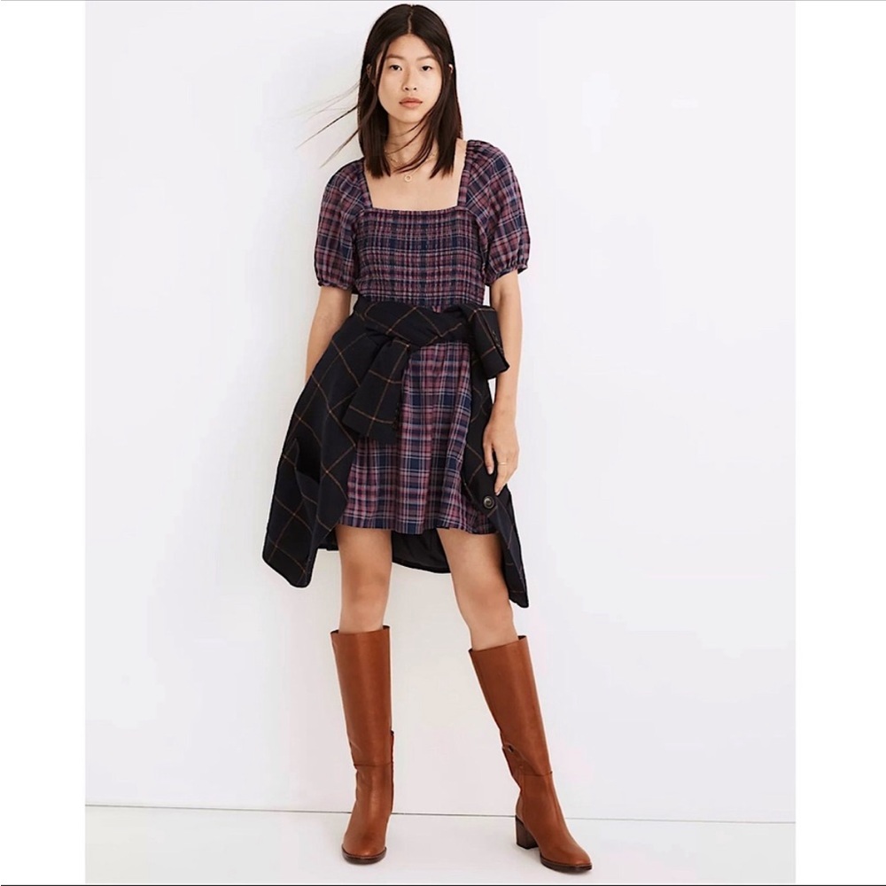 Madewell Lucie Puff Sleeve Smocked Mini Dress
